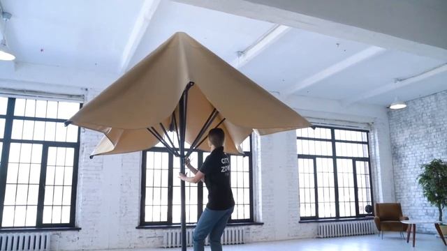 Профессиональный уличный зонт на центральной опоре 3х3, 8 спиц от компании City-Zont смотреть онлайн