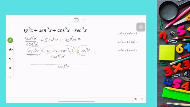 Ejercicio COMPLETO - Demuestra la siguiente ecuación trigonométrica Tg^2x + sen^2x + cos^2 = sec^2 смотреть онлайн