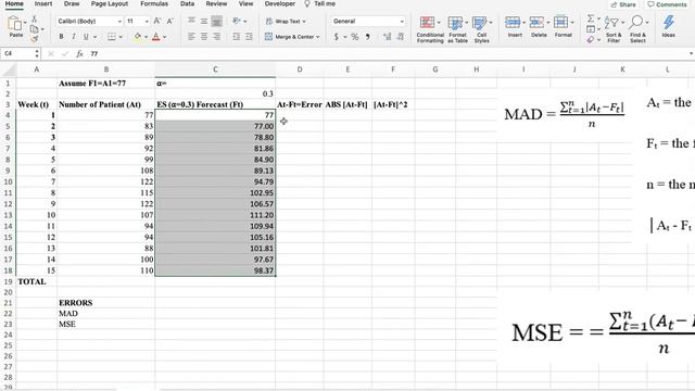 BUS 2998 Week 5 Ch 13 MAD and MSE in Excel смотреть онлайн