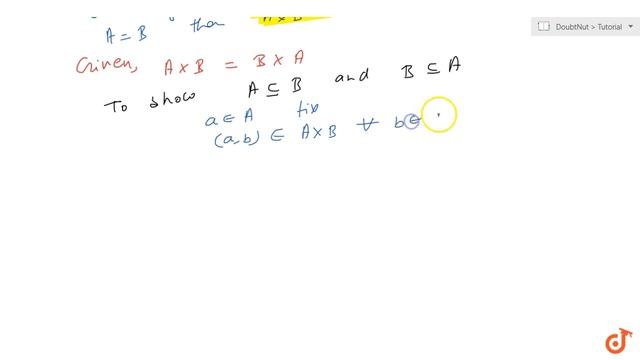 Theorem 3 (If A and B are two non empty set; then prove that `AxxB=BxxAhArr A=B` смотреть онлайн
