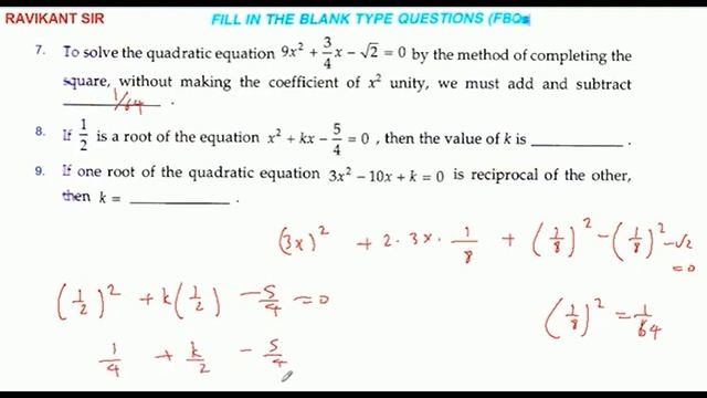 If 1/2 is a root of the equation x^2+kx-5/4=0, then the value of k is _______ . смотреть онлайн