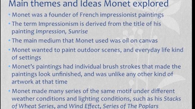 Artist Presentation, Claude Monet смотреть онлайн