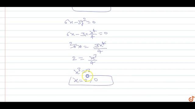 Find the value of x and y where `6y-3x^2=0` , `6x-3y^2=0` смотреть онлайн