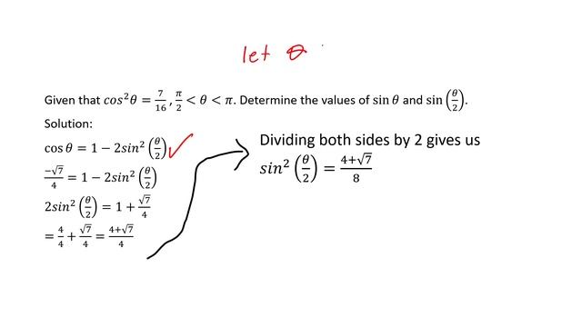 Advanced Functions MHF4U Lesson/Example Part 7 of 7 - find sin x and sin (x/2) given cos^2 x смотреть онлайн