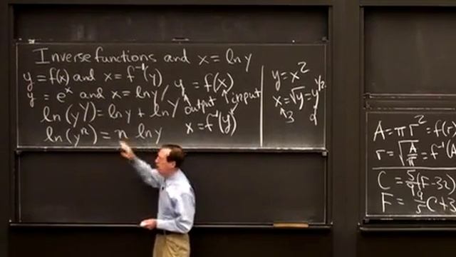 Inverse Functions f ^-1 (y) and the Logarithm x = ln y (11 of 18) смотреть онлайн