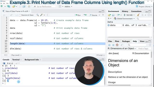 Size of Data Frame in R (4 Examples) | Dimension, Length, Number of Rows & Columns | dim() Function смотреть онлайн