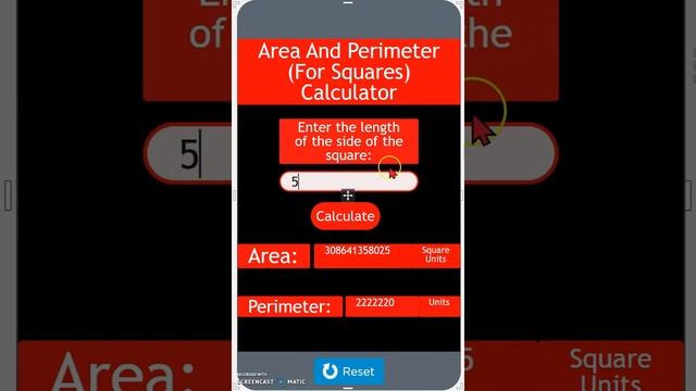 Area And Perimeter (For Squares) Calculator смотреть онлайн