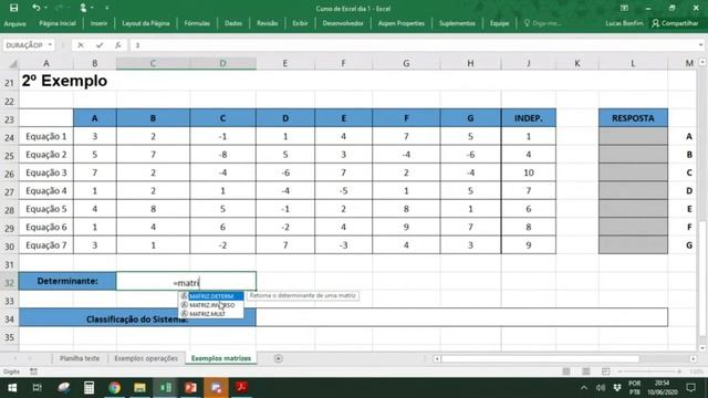 Resolução de sistemas de Equações Lineares utilizando o Excel смотреть онлайн