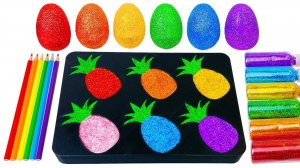 Первые мультфильмы. Игрушки. Ананасы. Разноцветные яйца. Учим цвета. Звуки. Асмр.