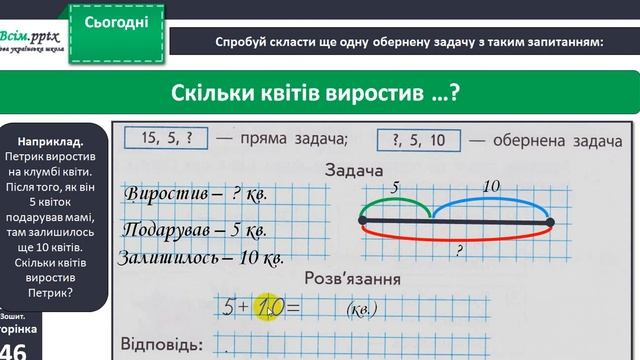 Математика 1 клас Розв`язуємо задачі смотреть онлайн