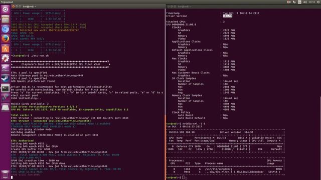 Тест в майнинге на Linux и Windows ASUS STRIX GTX1070 Zcash и Ethereum смотреть онлайн