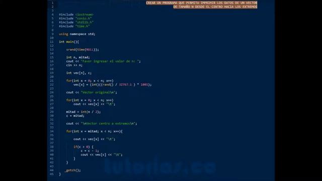 arrays – visual c++ (vector centro a extremos) смотреть онлайн