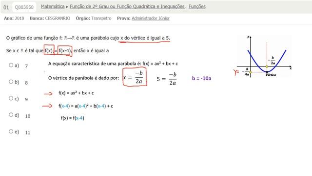 O gráfico de uma função f R→R é uma parábola cujo x do vértice é igual a 5 смотреть онлайн