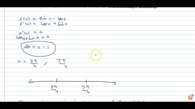 Find the intervals in which `f(x)=sinx-cosx ,` where `0 lt x lt2pi` is increasing or decreasing смотреть онлайн