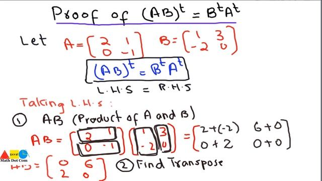 Verify (AB)^t = B^t A^t Using Example | Math Dot Com смотреть онлайн
