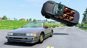 Массовые автомобильные аварии с шипами на полосе #99 – BeamNG Drive