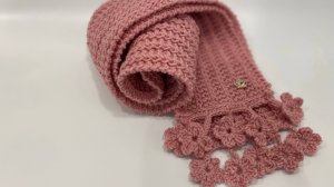 Бомбический шарф 🧣 спицами. Кайма связана крючком