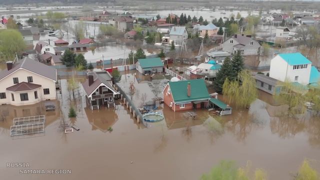 Затопило посёлок Подлесный / река Самара / Волжский район / Самарская область / Russia смотреть онлайн