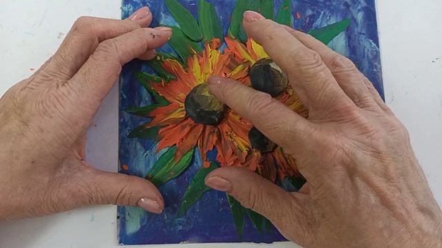"Подсолнухи". Мастер - класс по пластилинографии. смотреть онлайн