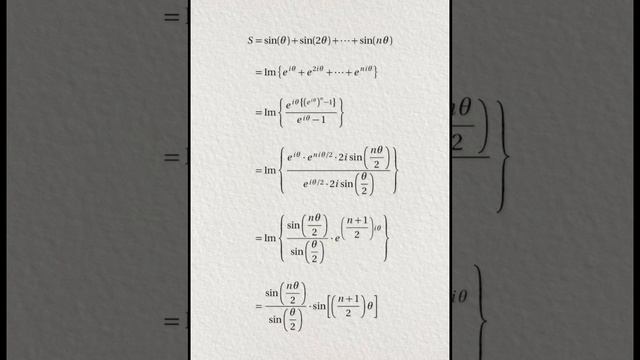 S=sin(x)+sin(2x)+...+sin(nx) and S=cos(x)+cos(2x)+...+cos(nx) math calculus trigonometry trick смотреть онлайн