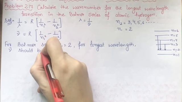 Calculate the wavenumber for the longest wavelength transition in Balmer series of atomic hydrogen? смотреть онлайн
