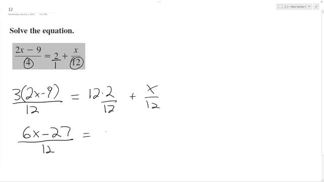 (2x - 9)/4 = 2 + x/12, solve the equation смотреть онлайн