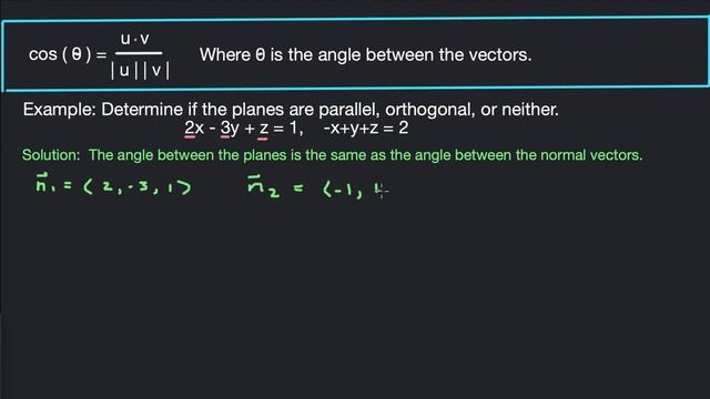 Planes Parallel, Orthogonal, or Neither, Angle Between Planes Approach смотреть онлайн