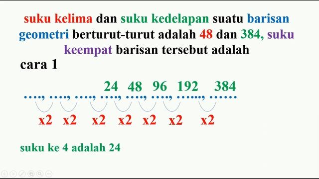 suku kelima dan suku kedelapan suatu barisan geometri berturut-turut adalah 48 dan 384 suku keempat смотреть онлайн