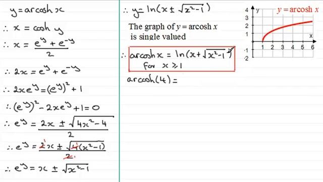 arcosh(x) as a natural logarithm | ExamSolutions смотреть онлайн