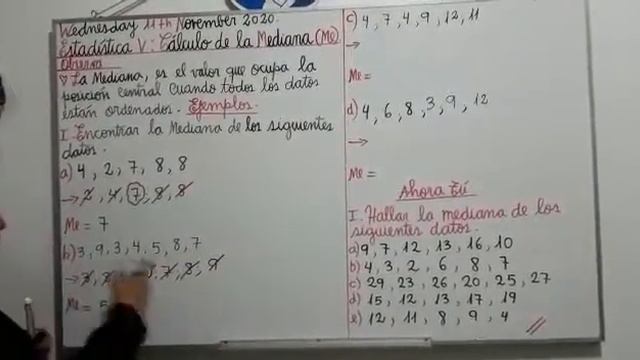 ESTADÍSTICA V - CÁLCULO DE LA MEDIANA смотреть онлайн