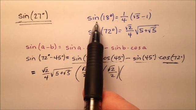 The Exact Value for Sine of 27 Degrees, sin(27) смотреть онлайн