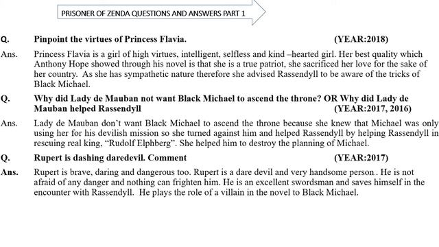Prisoner of Zenda Past year questions and answer part 2 by piyara ghar | prisoner of Zenda question смотреть онлайн