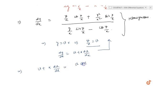 Solve the differential equation `(x dy-y dx)ysin(y/x)=(y dx+x dy)xcos(y/x)` .... смотреть онлайн