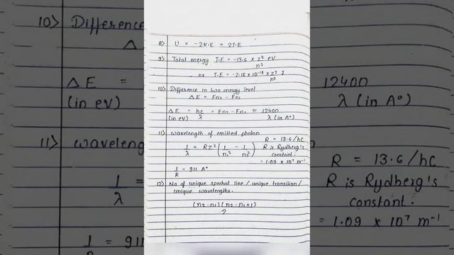 Class 12 | Physics | Atoms | Short Notes | Formula List | CBSE | JEE | NEET | Handwritten Notes