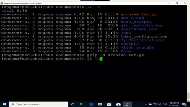 Video 17: ARCHIVAGE, DESARCHIVAGE COMPRESSION & DECOMPRESSION DES FICHIERS (tar, gzip, gunzip) смотреть онлайн