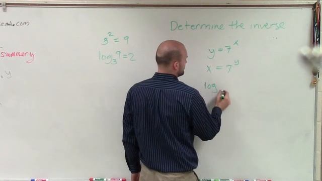 Determining the inverse of exponential and logarithmic functions ex 2, y = 7^x смотреть онлайн