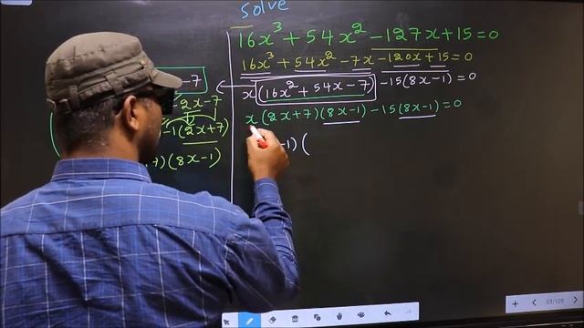 Solve cubic equation 〖〖16x〗^3+54x〗^2-127x+15=0 смотреть онлайн