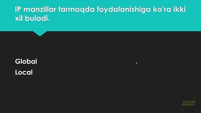 IP MANZIL VA UNI ANIQLASH USULLARI