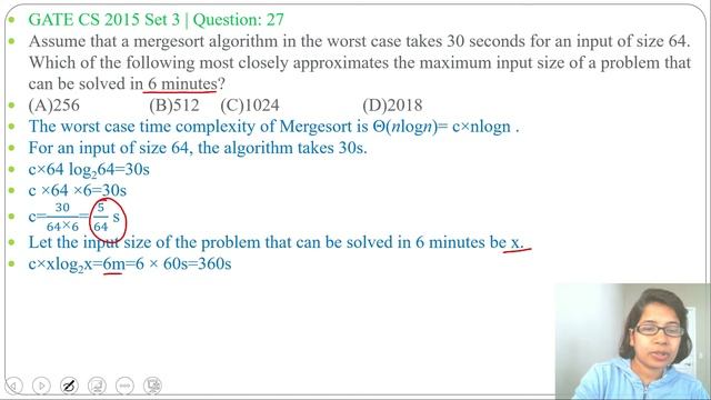 GATE CS 2015 Set 3 | Q 27:Assume that a mergesort algorithm in the worst case takes 30 second for a смотреть онлайн