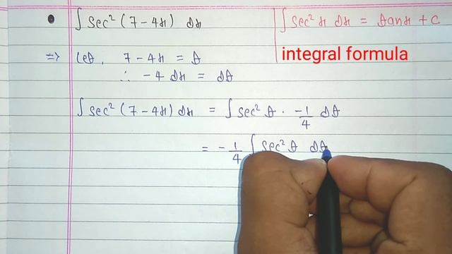 integral of sec^2(7–4x) dx class 12th solution by substitution method. смотреть онлайн