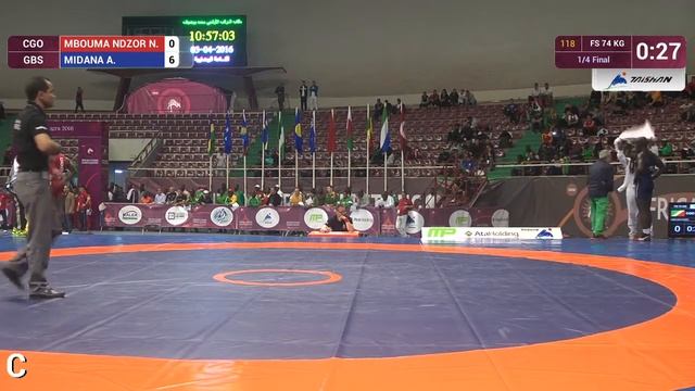 1/4 FS - 74 kg: A. MIDANA (GBS) df. N. MBOUMA NDZOR (CGO) by TF, 10-0 смотреть онлайн