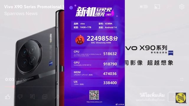 เผยผลทดสอบ vivo X100 ที่ใช้ชิป Dimensity 9300 แซงหน้า Snapdragon 8 Gen 3 ด้วย 2.2 ล้านคะแนน смотреть онлайн