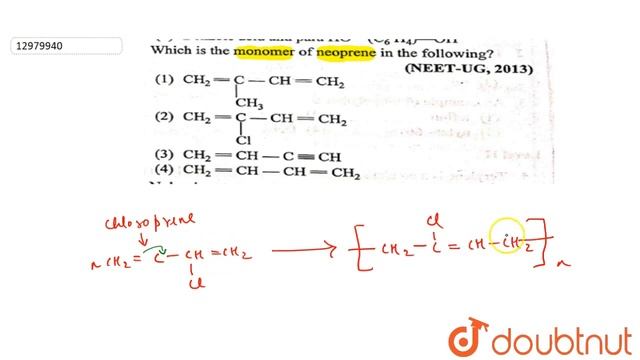 Which is the monomer of neoprene in the following? смотреть онлайн