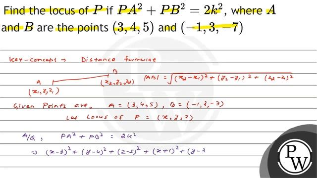 Find the locus of \( P \) if \( P A^{2}+P B^{2}=2 k^{2} \), where \( A \) and \( B \) are the po... смотреть онлайн