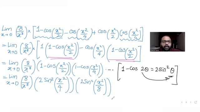 Lim (8/x^8)[1-cos(x^2/2)-cos(x^2/4)+ cos(x^2/2)cos(x^2/4)]=2^(-k). Then the value of k=? | JEE ADV. смотреть онлайн