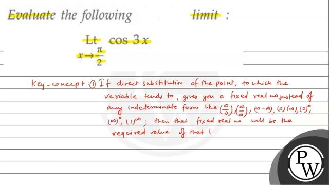 Evaluate the following limits : \[ \operatorname{Lt}_{x \rightarrow \frac{\pi}{2}} \cos 3 x \] смотреть онлайн