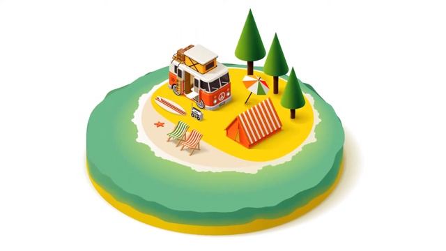 2D Animated Isometric Beach Scene смотреть онлайн