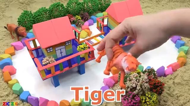 DIY How To Make 2 House On Stilts with Kinetic Sand, Slime, Forest Animals Toys смотреть онлайн