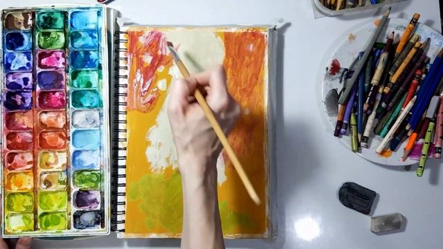 Speedpaint with commentary. Gouache and wax pastels. смотреть онлайн