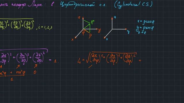 #5.5 Lame Coefficients (Цилиндрическая система, Cylindrical C.S.) смотреть онлайн